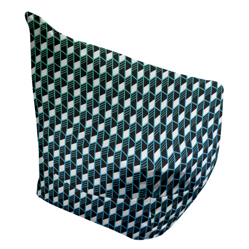 Petite chaise à sacs à billes & Leffel, H 86 po x l 27 po x P 43 po, Vert / Bleu, Rembourrage poly