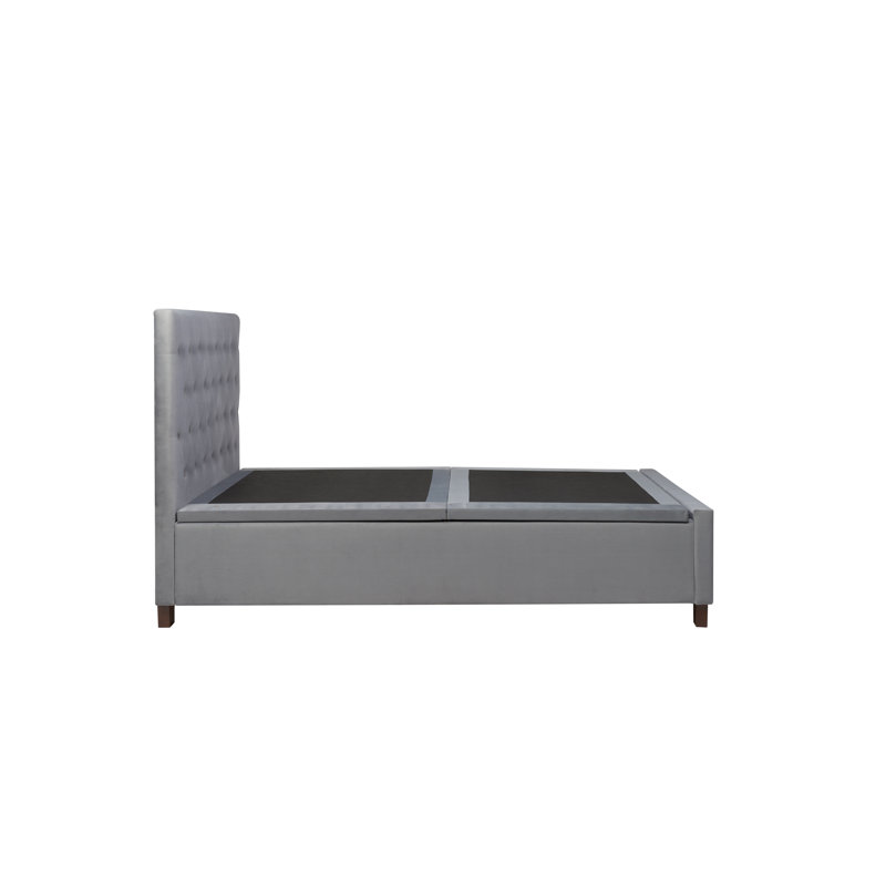 Tetras Upholstered Ottoman Bed, Grey, Double (4'6)