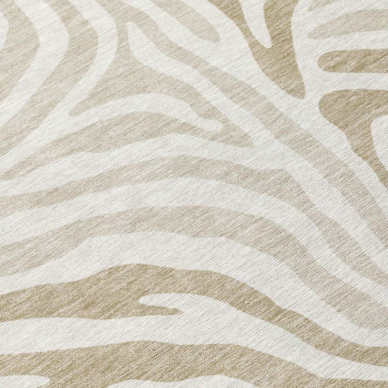Machine Washable Indoor/Outdoor Chantille ACN2523 Animal Rug, Rectangle 1'8" x 2'6", Ivory