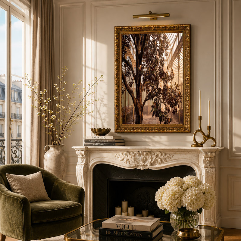 Art mural blanc sur toile magnolia blanc, H 32 po x l 48 po