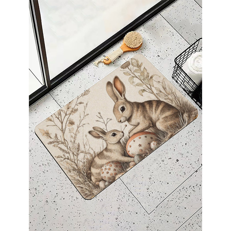 Tapis de bain Vintage Bunnies avec œufs de Pâques, 36 po x 24 po