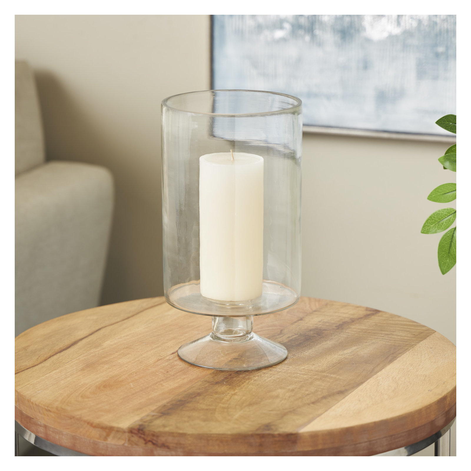 Glass Tabletop Hurricane, 11.3" H x 6" W x 6" D