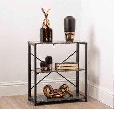 Akshata 3 Tier Bookshelf Standing Bookcase Metal and Wood Shelving Unit for Storage, Display Unit