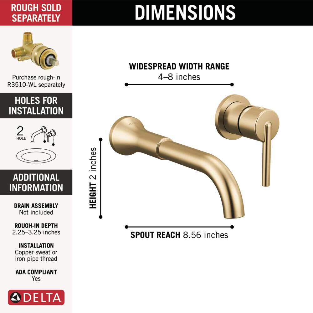 Trinsic Wall-Mounted Bathroom Faucet, Brilliance Champagne Bronze