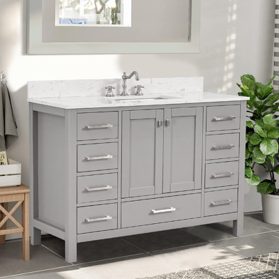 Chardell 48 " W Freestanding Standard Free Standing 1 Single Vanity Bathroom Vanity With Engineered Stone Top