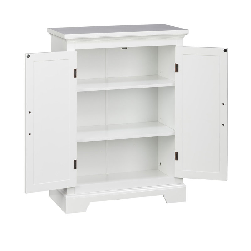 Freestanding Two-Door White Floor Cabinet for Bathroom Storage