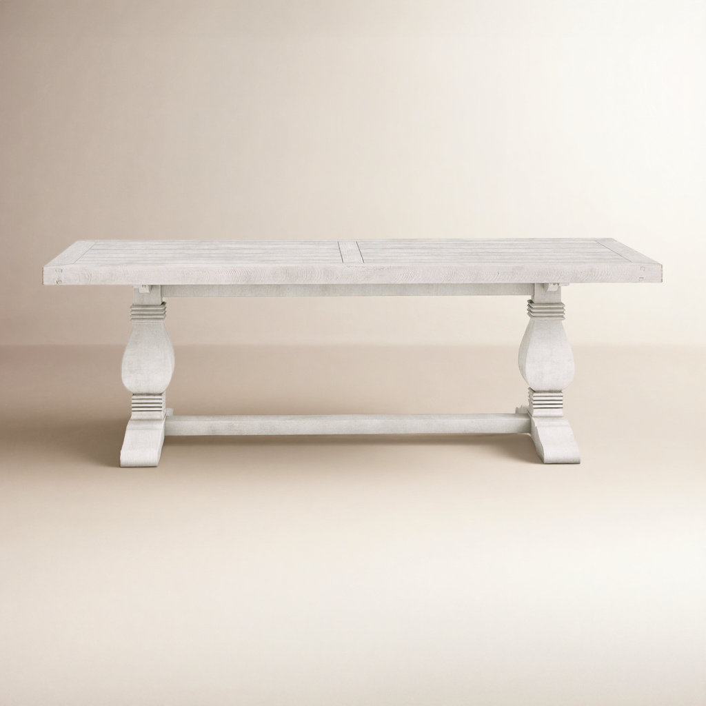 Kinston 95" Pine Dining Table, Distressed Ivory