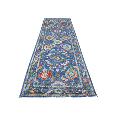 Tapis de couloir oriental bleu 4 pi 1 po x 11 pi 9 po à motif de galerie Oushak angora 9015B6AD789740EBBA7F80FF5D169F93