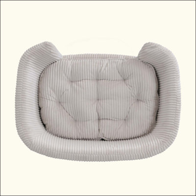 Elevated Dog Bed Frame For Small Dog, Corduroy Pet Couch Bed With Rubber Wood Legs And Supportive Foam, Easy Assembly