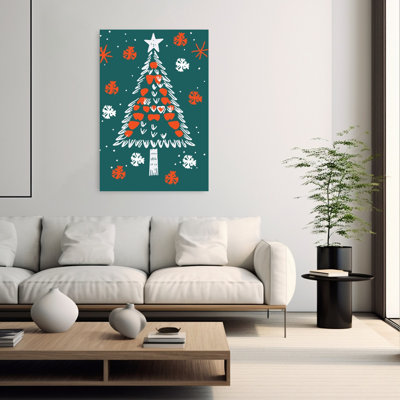 Arbre de Noël festif, arbre de Noël contemporain abstrait, paysage d'hiver, reproduction d'art mural