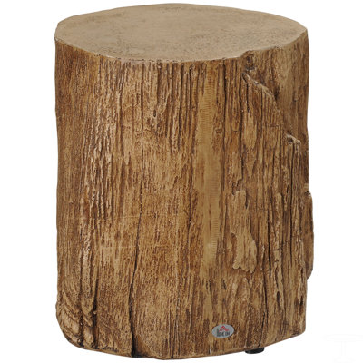 Tree Stump Stool, Decorative Side Table With Round Tabletop, Concrete End Table With Wood Grain Finish, For Indoors And Outdoors by Millwood Pines