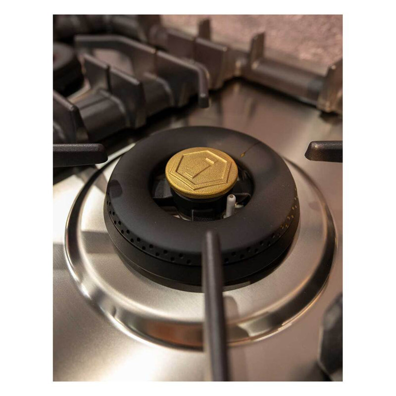 ILVE Professional Plus II 48 inch Built-In Gas Cooktop with Total Black Brass Burners, in Stainless Steel (6 Sealed Burners)