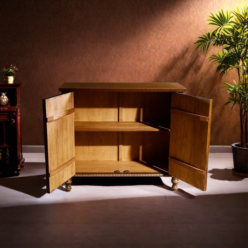 Armoire d'appoint élégante en bois massif., Brun