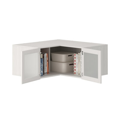 Modern 2-Door L-Shaped Storage Cabinet With Frosted Glass by Ebern Designs