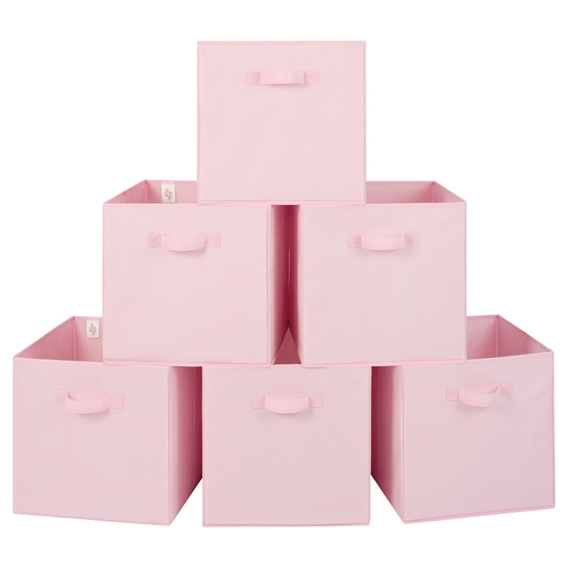 6 Pack Fabric Storage Cube, Pink, 13'' H X 13'' W X 13'' D