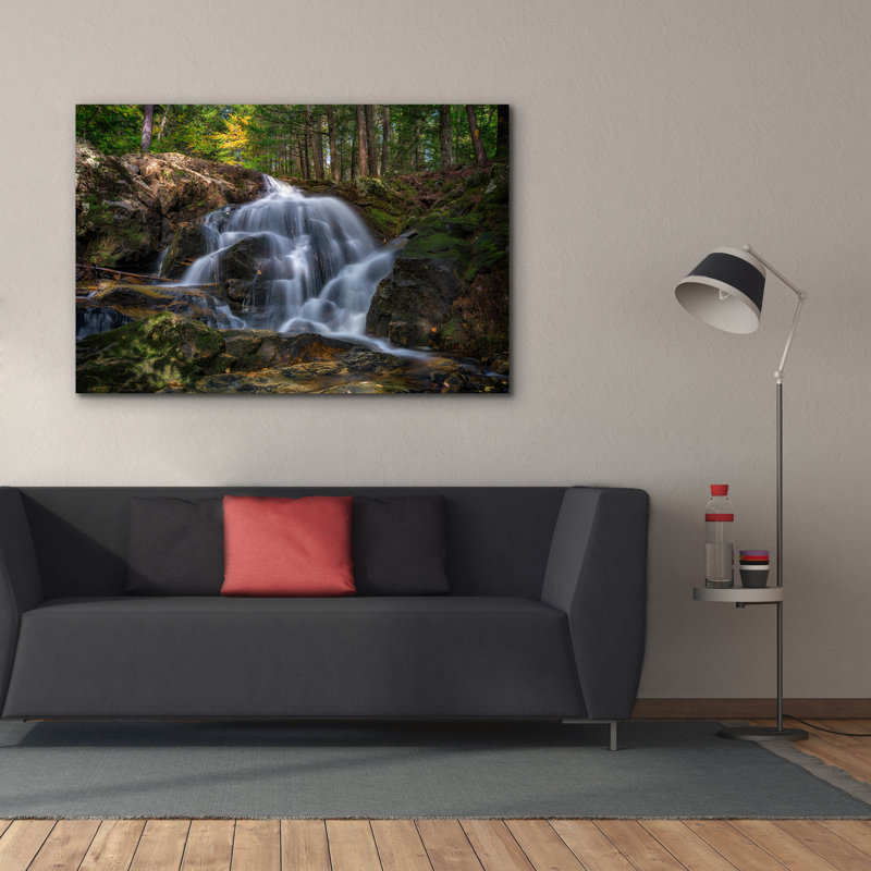 Toile épique Graffiti «Waterfall In The Woods» par Rick Berk, 60 po x 40 po
