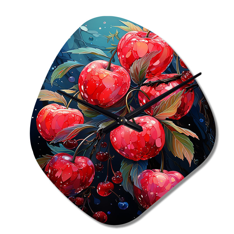 Red Apple Blossom Collage - horloge murale asymétrique, Petit