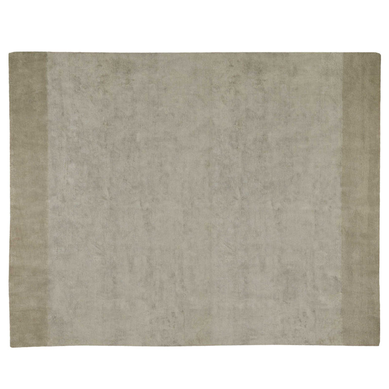 Border Striped Area Rug in Beige/Gray, Rectangle 10' x 14'