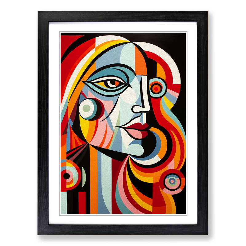 Pablo Picasso Op - Single Picture Frame Print on Wood, Black Framed, 64cm H x 46cm W x 2" D