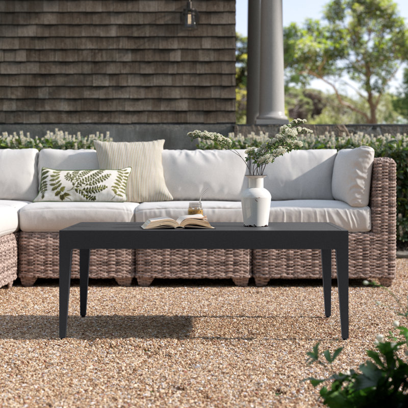 Whitman Rectangular Metal Outdoor Coffee Table , 47.3'' in. W 25.6'' in. D, Gray