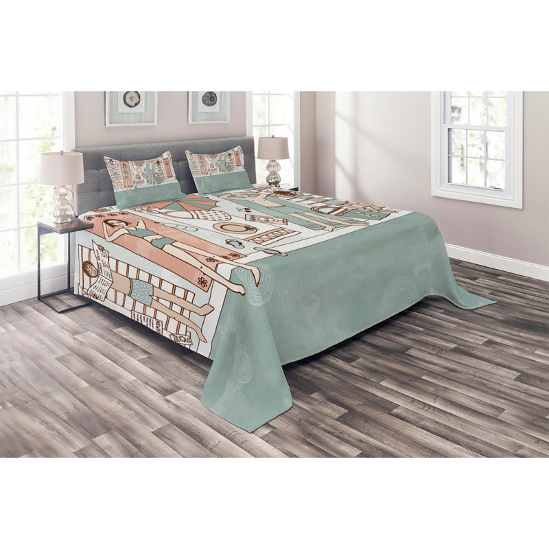 2 Piece Coverlet Set, King Bedspread + 2 Shams