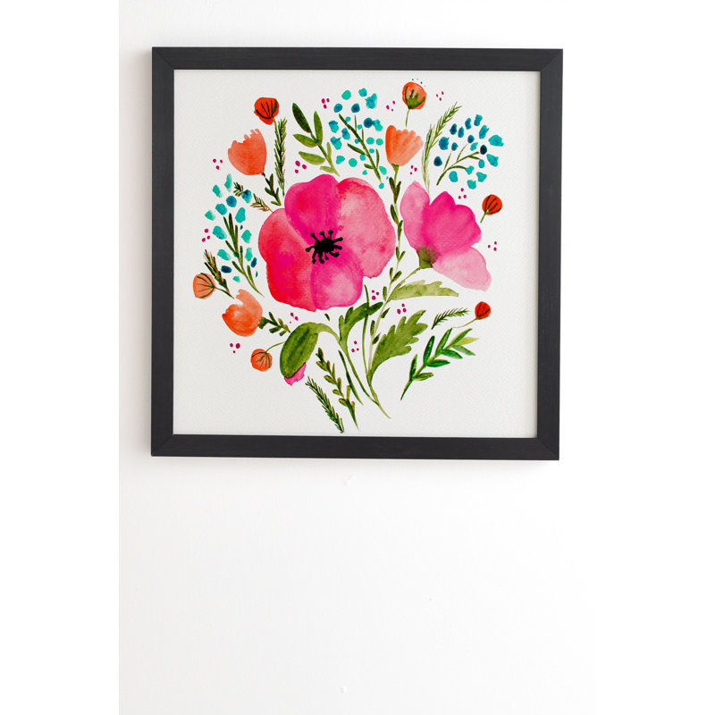 Bouquet de fleurs-imprimé, H 20 po x l 20 po x P 2 po, Armature en bambou, Pas de tapis