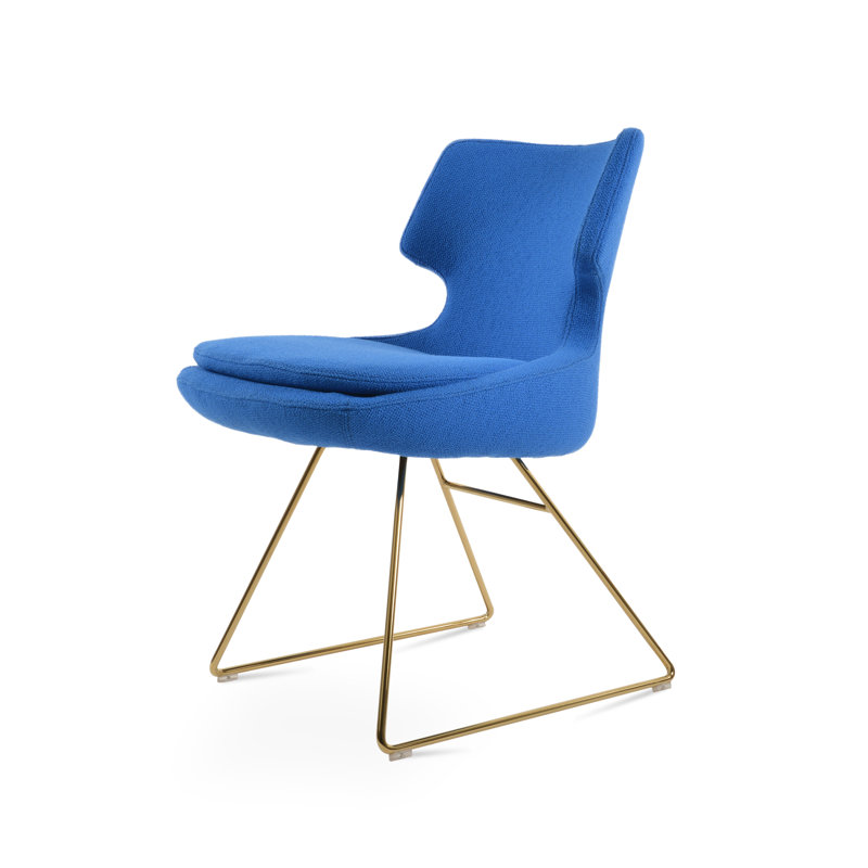 Chaise d'appoint en cuir à dossier complet, Noir, Bleu