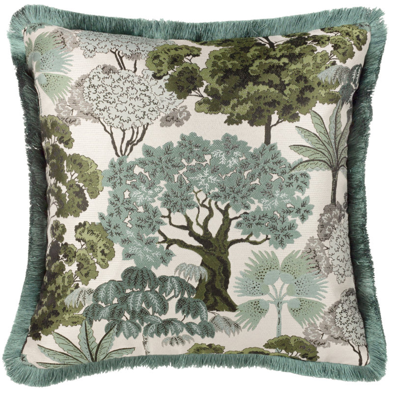 Silber Woodlands Floral Square Throw Pillow Cover, Green