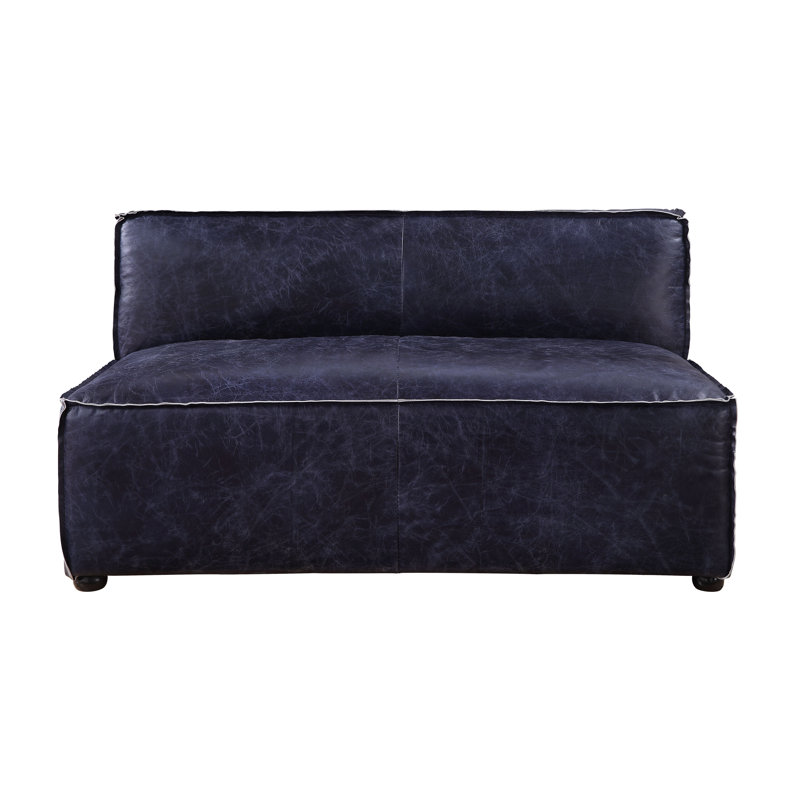 Causeuse Aiden-John, Cuir fleur rétro bleu