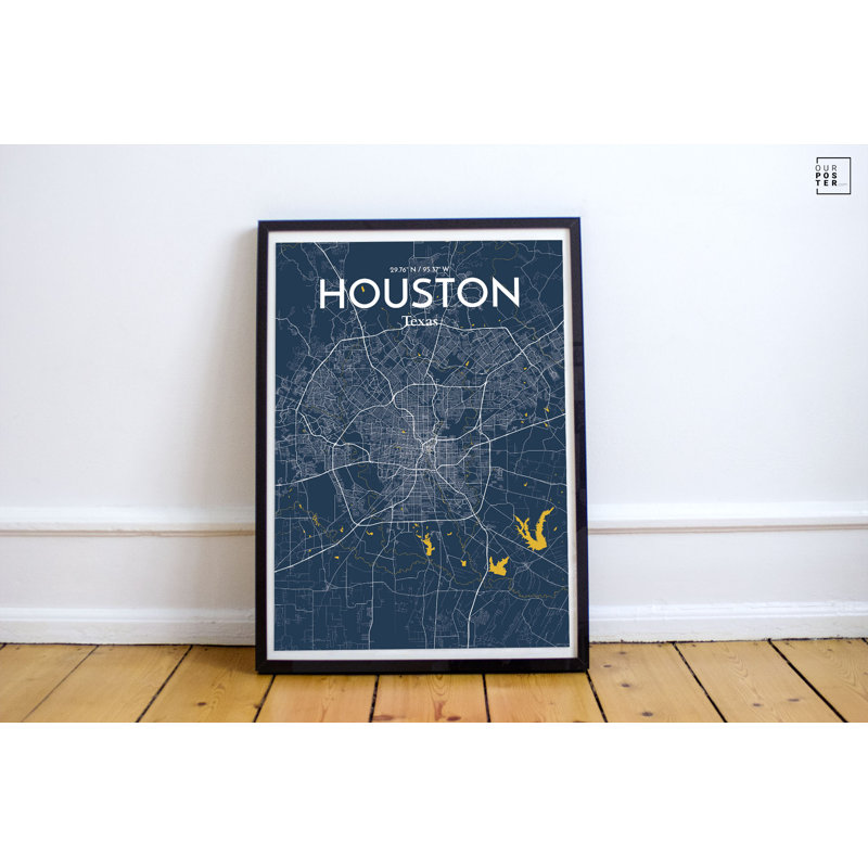 « houston city map », reproduction d’impression sur affiche, H 17 po x l 11 po