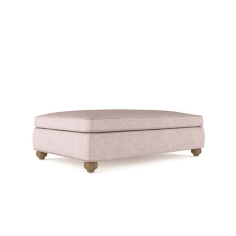 Leroy Ottoman, Plush Velvet Oyster, Weathered