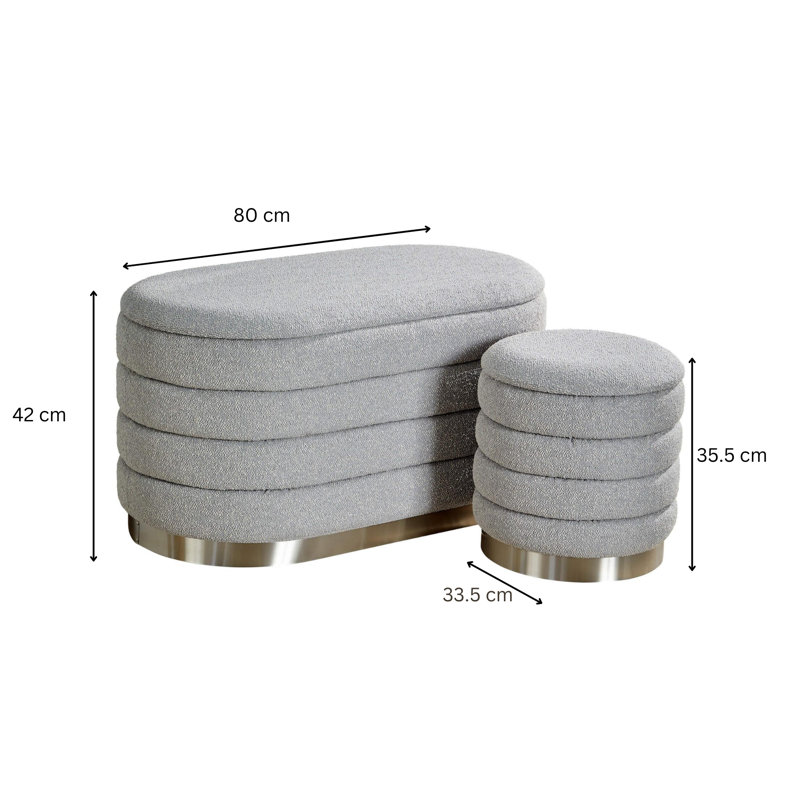 Adheen 80cm Wide Rectangle No Pattern Standard Ottoman with Storage, Grey