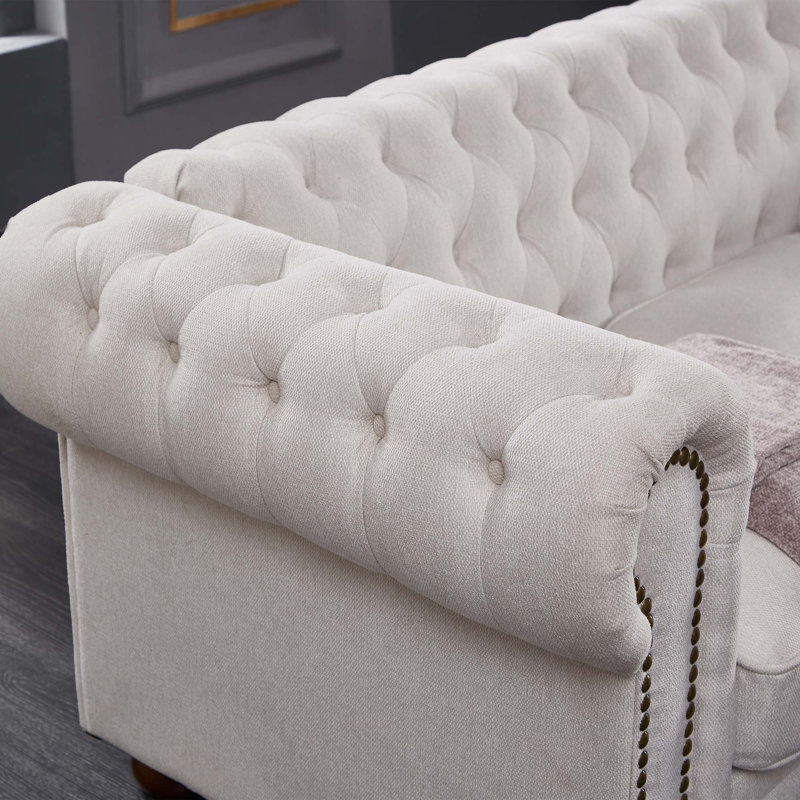 Line Chesterfield Sofa, Beige