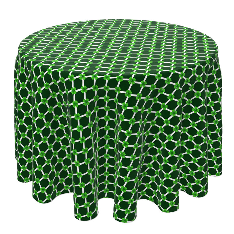 Round Gingham Cotton Twill Tablecloth