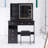 37" Left Drawer Desktop Vanity Table + Cushioned Stool-976713149