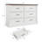 White 6 Drawer Dresser for Bedroom, Farmhouse Large Chest of Drawers with Metal Handles