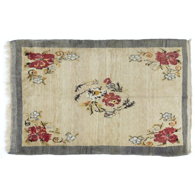 Tapis floral fin noué à la main de Konya