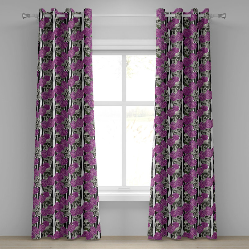 Rideau à œillets East Urban Home Skull, L 50 po x L 108 po