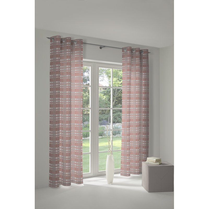Devore Room Darkening Curtain Single Panel, 132cm Width x 145cm Drop, Pink/Grey