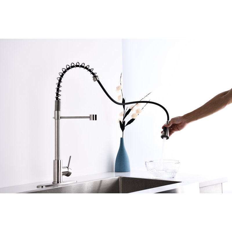 Robinet de cuisine en nickel brossé pour cuisine commerciale contemporaine