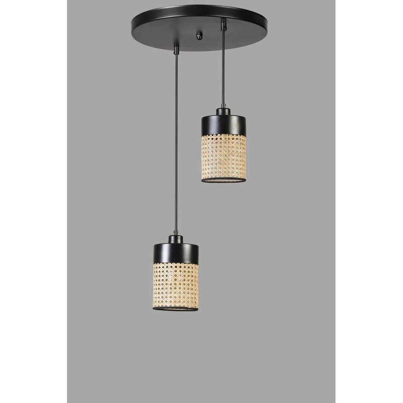 Chandle Chandelier, Black/Rattan