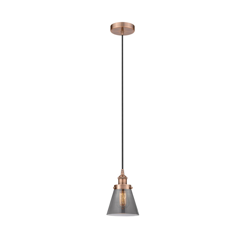 Mini-luminaire suspendu 1 lumière Cone, Gris, H 9,5 po x l 6,25 po x P 6,25 po, Cuivre
