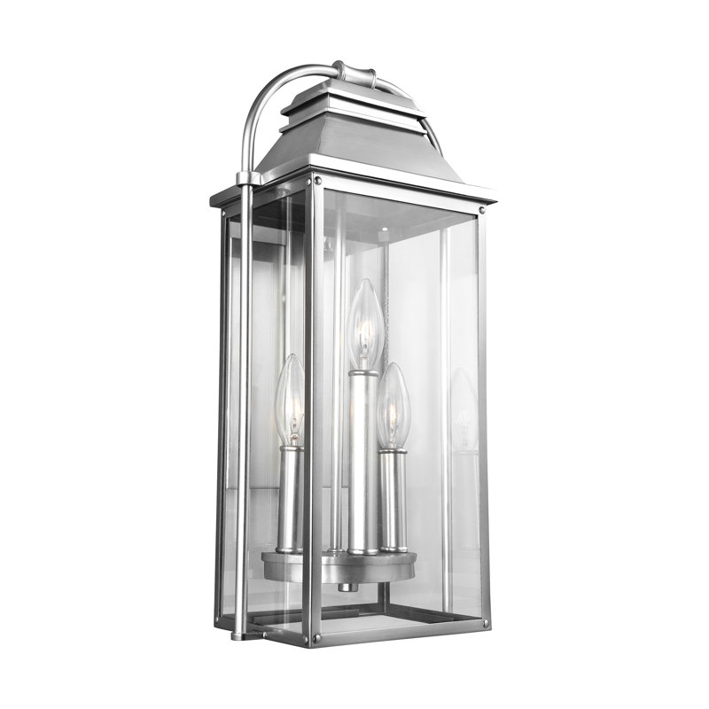 Wellsworth 3 - Light Outdoor Wall Lantern, Painted Brushed Steel, 18.25" H x 8.75" W x 7.5" D