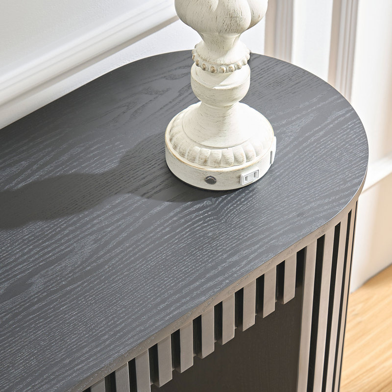 Elegant Modern Console Table With Drawer And Vertical Stripe Design For Living Room Hallway Foyer Entrance Study, Black