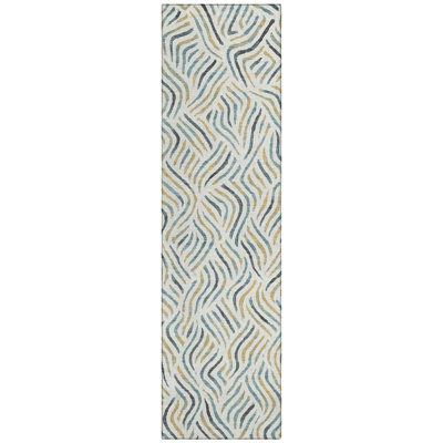 Machine Washable Indoor/Outdoor Chantille ACN2474 Abstract Rug