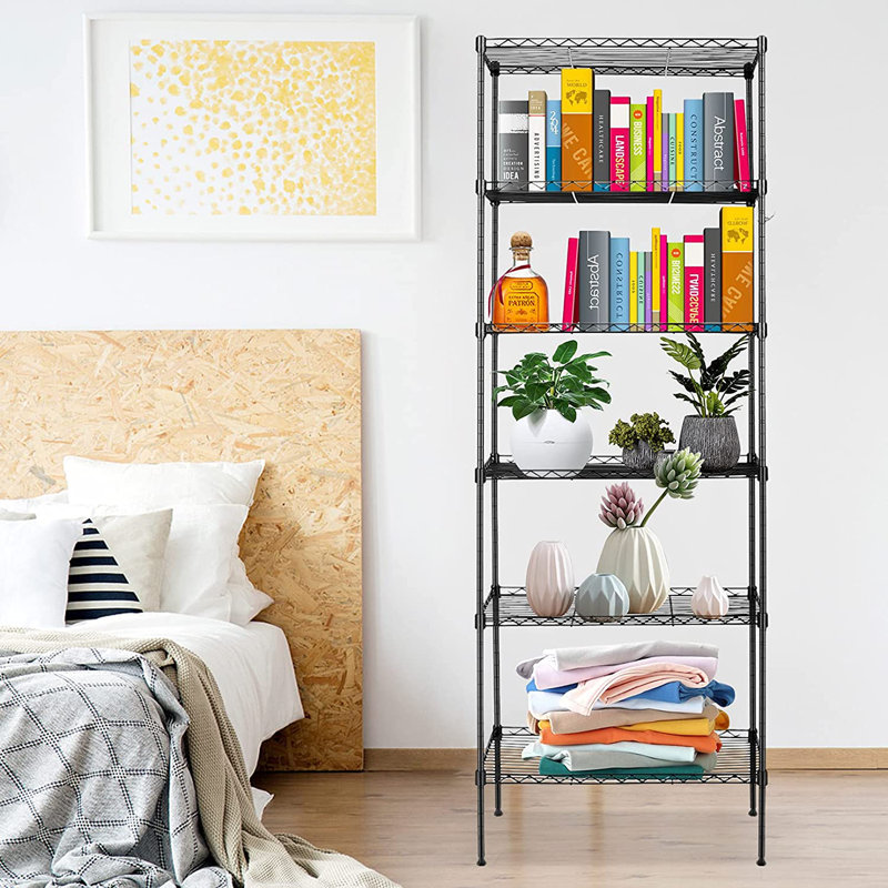 Étagère Millikan H 62,99 po x l 21,26 po x P 11,42 po, Noir, noir, noir, noir