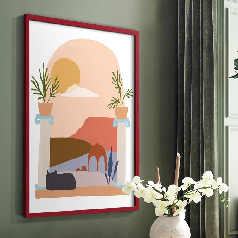 Papier encadré IV, reproduction encadrée - bois massif, Rouge, H 10 po x l 8 po