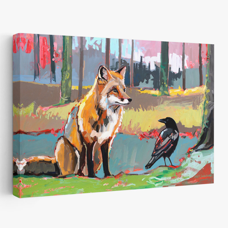 Rendez-vous ici - animaux, oiseaux, renards, art, H 24 po x l 16 po