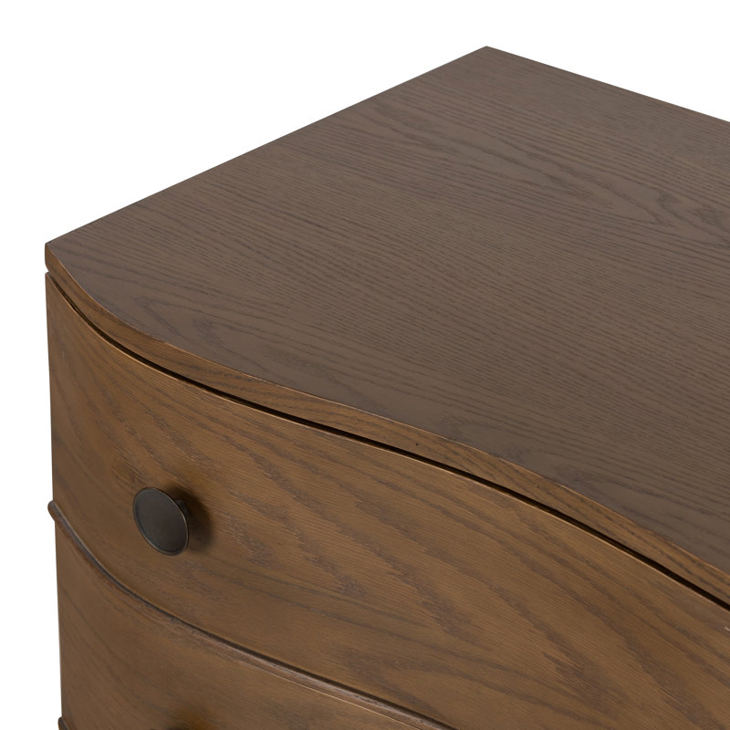 Tiago 3 - Drawer Solid Wood Nightstand, Toasted Oak