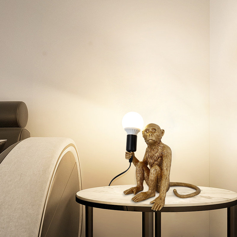 Modern Metallic Painted Monkey Design Table Lamp